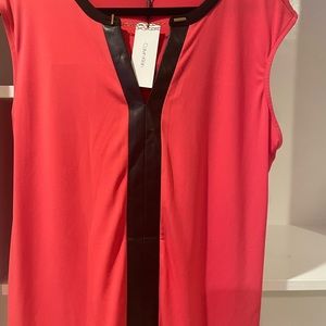 Calvin Klein Coral Shell/Top With Leather Trim Size XL